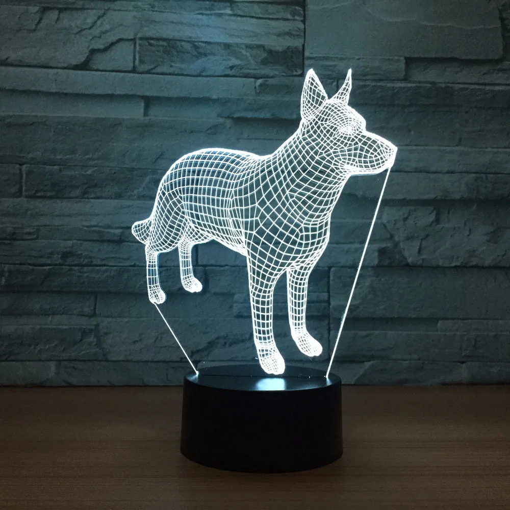 Doberman Pinscher 3D ночные светильники 7 цветов меняющиеся светодиодные новинки Luminaria