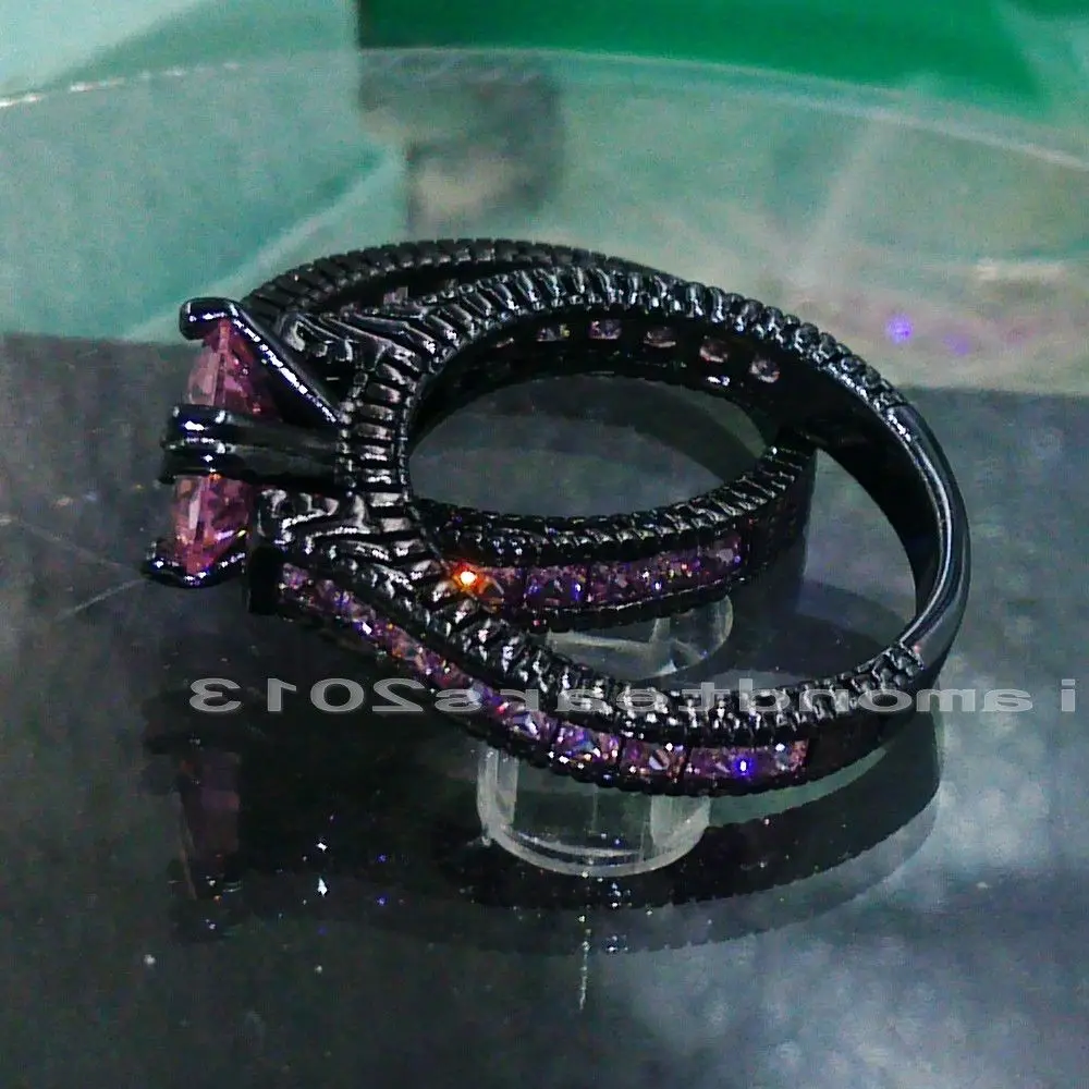 Size5-11 Бесплатная доставка Модные Ретро ювелирные изделия 14kt Черное золото