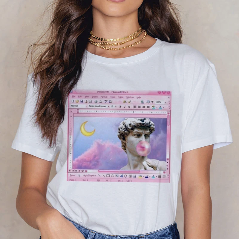 Новый Микеланджело 90s Harajuku футболка для женщин с принтом эстетическое модное