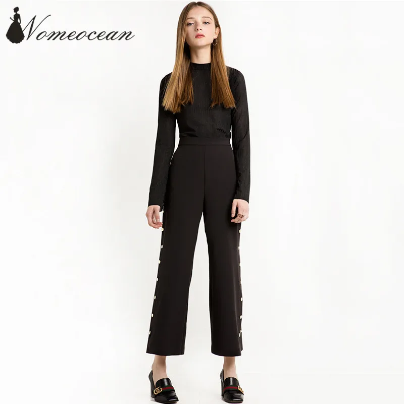 Заклепки Бисер Широкие брюки Новое поступление 2017 года разрез сбоку Для женщин