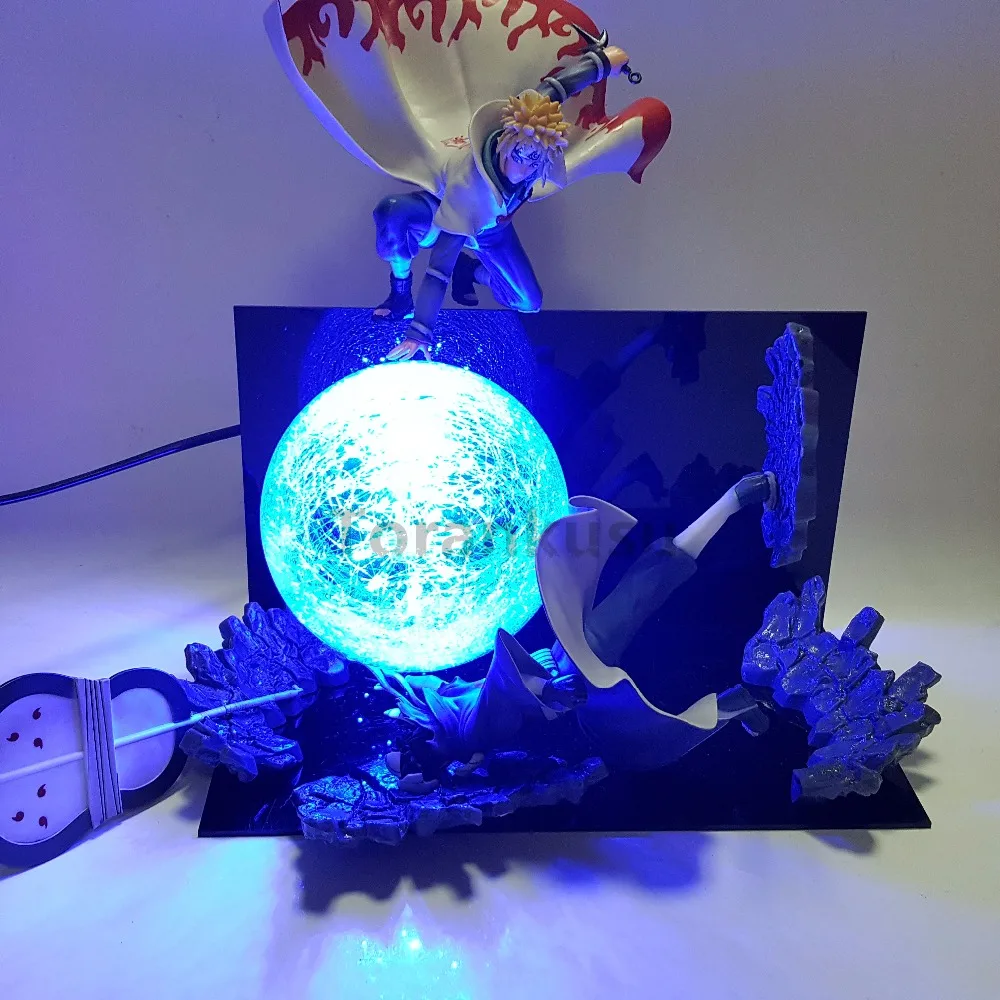 Фигурки Наруто Минато VS Obito Rasengan светодиодный светильник игрушка сцена Аниме