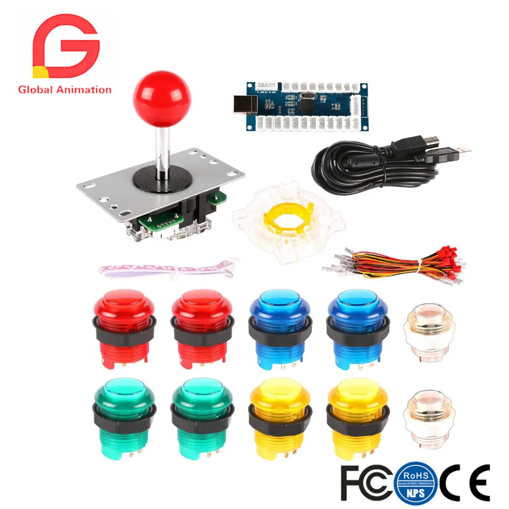 Светодиодная аркадная игра DIY Набор для джойстика MAME Raspberry Pi Zero Delay USB энкодер +