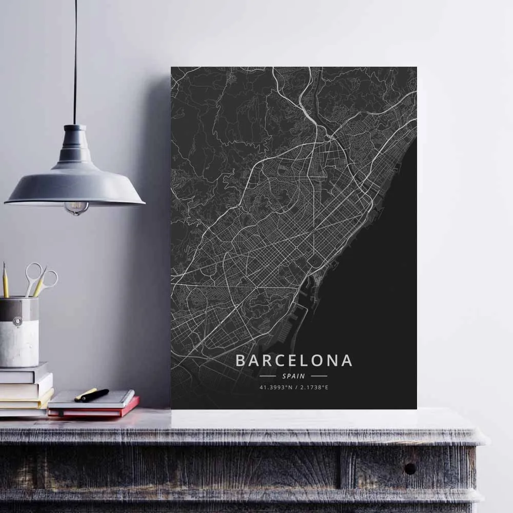 A Coruna Almeria Badajoz Barcelona Bilbao Catral Gijon Girona Granada Huelva Ibiza Las Palmas Leon Madrid Spain Poster | Дом и сад