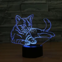 cat 3d night light animal changeable mood lamp led 7 colors usb 3d illusion table lamp for home decorative as kids toy gift