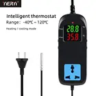 Электронный регулятор температуры yieryi, термостат с термопарой, светодиодный цифровой дисплей, размножение с розеткой, переменный ток 90 В  250 В