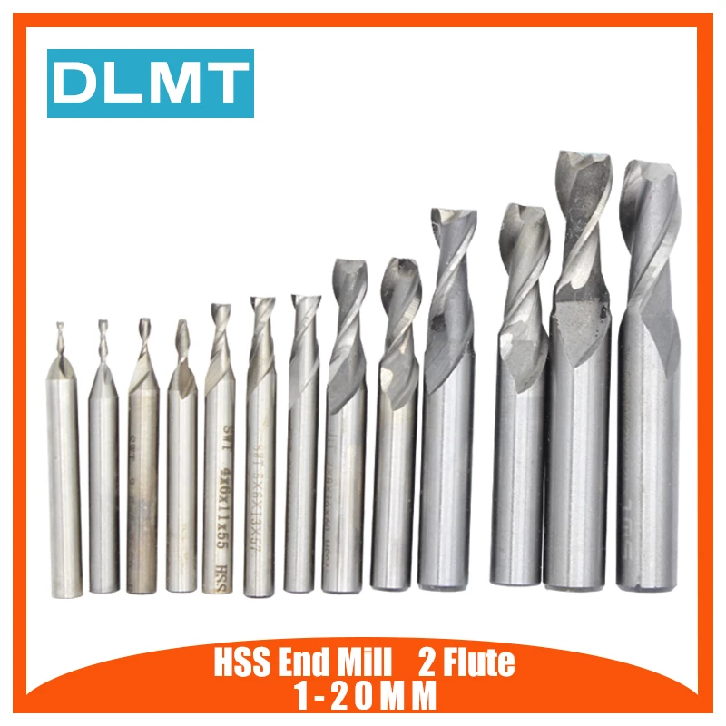 Концевая фреза 2 шт 3 4 5 6 8 10 12 14 16 18 20 мм HSS CNC резцы с прямым хвостовиком для фрезы