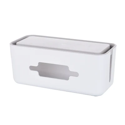 White cable box Проволочная коробка для хранения кабельного менеджера, органайзер, коробка для хранения линии питания, распределительная коробка, пластиковая Бытовая зарядное устройство, коробка со шнуром JJ236 - Цвет: White cable box
