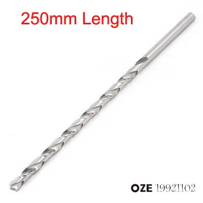 

OZE19921102 Silver Tone High Speed Steel 2/4/5/6/7/8/9/10mm x 250mm Length Twist Drill Drilling Bit 1pc