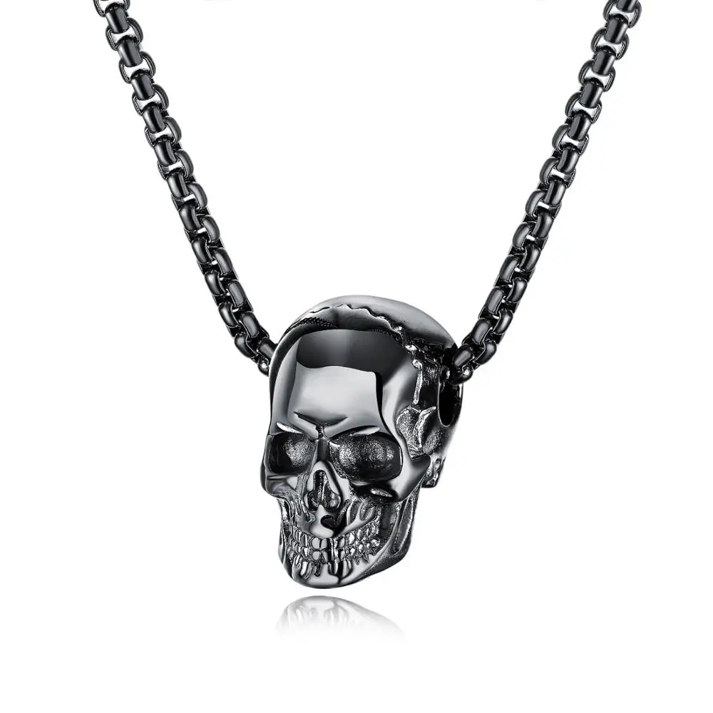 

Hip hop Human skeleton Stainless Steel Pendant Necklace For Men Punk Box Chain Male Jewelry Gift Dropshipping 3 color