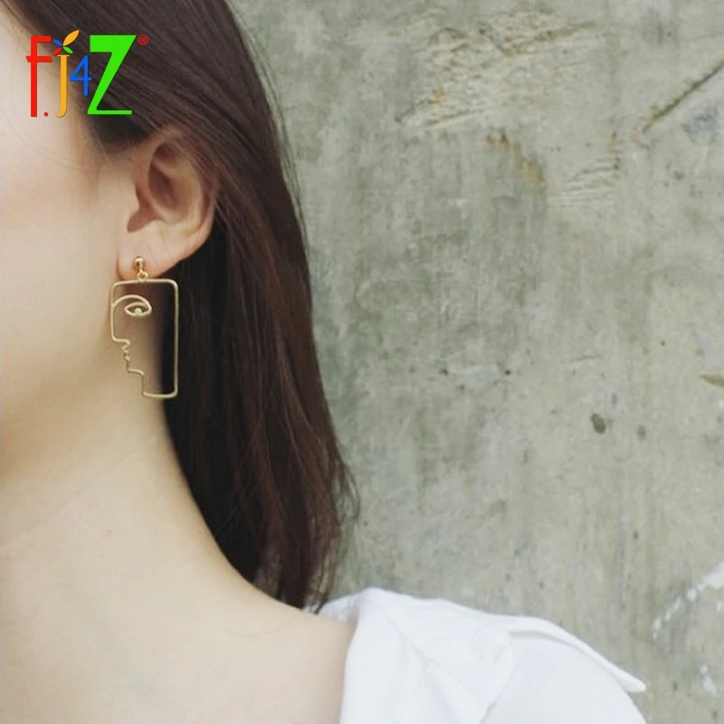 Новые товары F.J4Z стильные интересные Висячие серьги из сплава с изображением