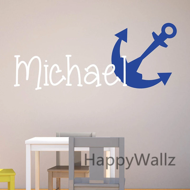 

Anchor Wall Sticker DIY Custom Name Wall Decal Kids Room Baby Nursery Children Name Wall Decors Removable Wall Decal C43