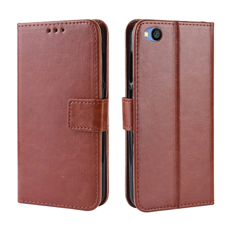 Brown Чехол для Xiaomi Redmi Go, чехол для Redmi Go, флип, Роскошный кошелек, чехол для телефона из искусственной кожи, для Xiaomi Redmi Go, чехол для задней панели - Цвет: Brown