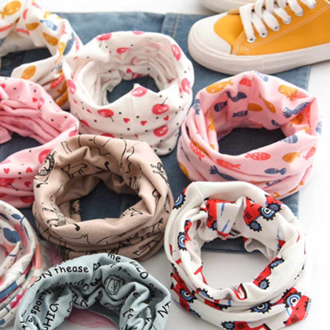 Осень-зима мальчиков новорожденных милые девушки хлопковый Детский шарф кольцо шеи шарфы