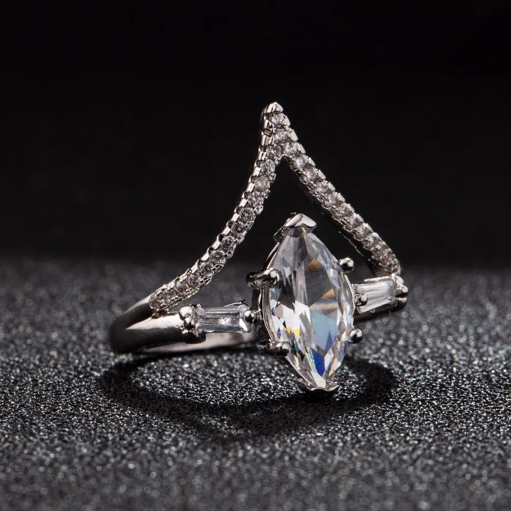 Mostyle модные большие белые блестящие циркониевые серебряные обручальные кольца для женщин