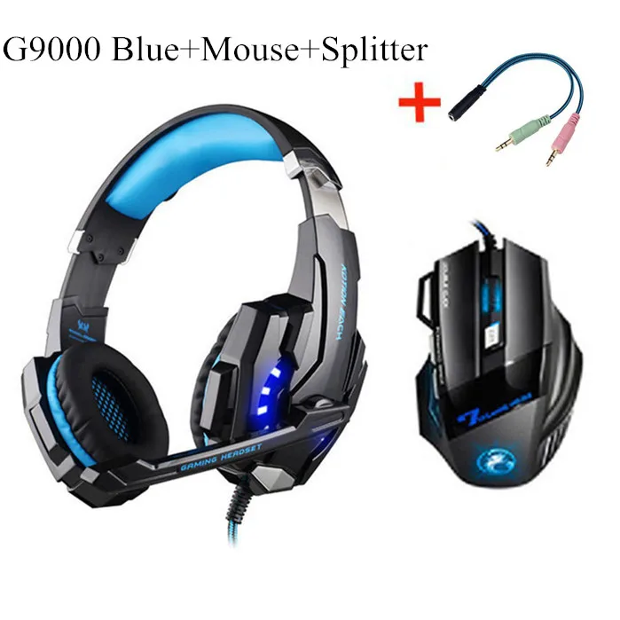 9000 BLUE MOUSE Kotion каждый G2000 Игровые наушники глубокий бас гарнитура с микрофоном светодиодный светильник для ПК компьютера PS4 xbox One Tablet Gamer - Цвет: 9000 BLUE MOUSE