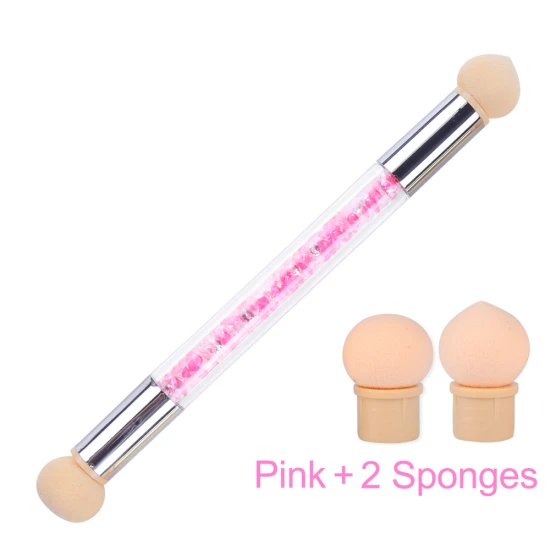 Pink and 2 Sponge STZ набор кистей для ногтей с эффектом омбре, градиентные губки, кисти для нейл-арта, ручка, акриловый гель, блеск, набор пудры, точечные инструменты, маникюр#945-1 - Цвет: Pink and 2 Sponge
