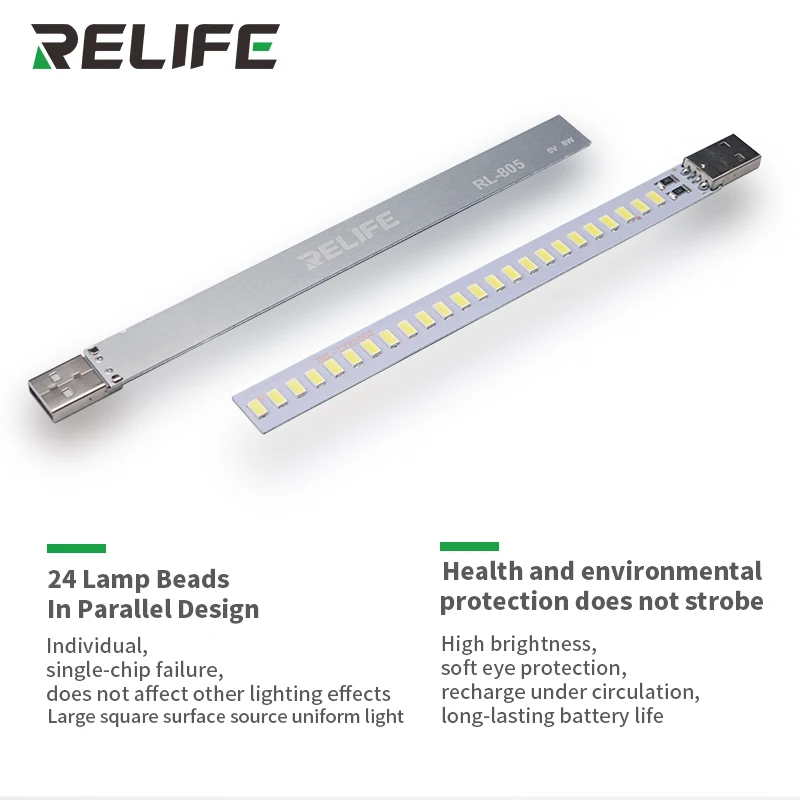 RELIFE RL-805 USB мини светодиодный светильник для ремонта настольная лампа гаджеты для power bank PC aptop notebook Android phone Auto