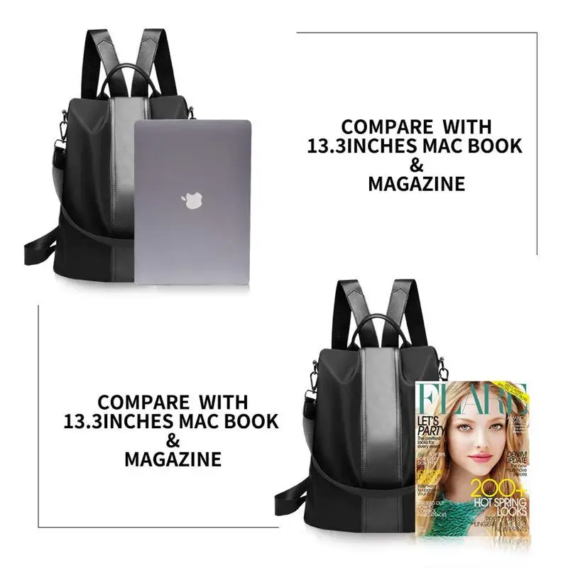 Женский рюкзак кошелек водонепроницаемый Противоугонный легкий школьный черный