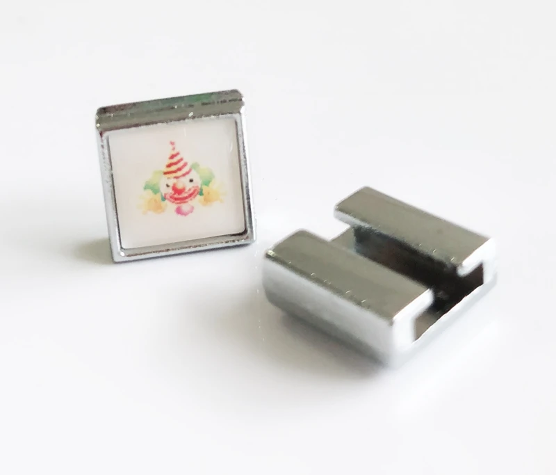 

10pcs, DIY accessory, Clown Square Slide Charm Bead DIY 8MM Dog Cat Collar Wristband