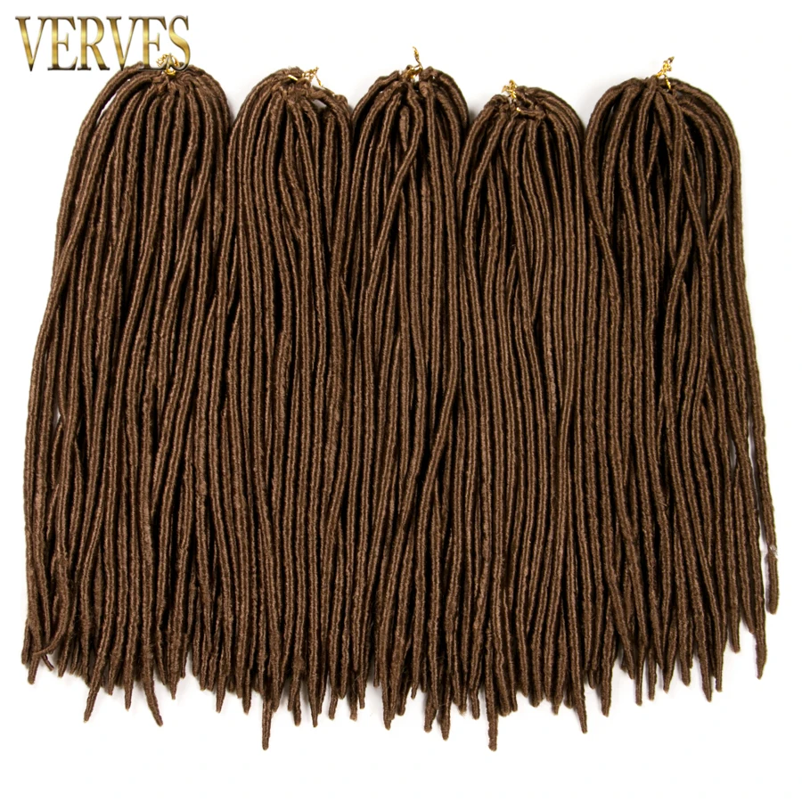 VERVES Faux locs 18 дюймов накладные волосы на крючке, на возраст от 1 года до 8 лет пакет, заплетённые волосы черного цвета, ошибка, коричневый, 24 шт./упаковка, синтетические волосы, шиньоны, плетёные