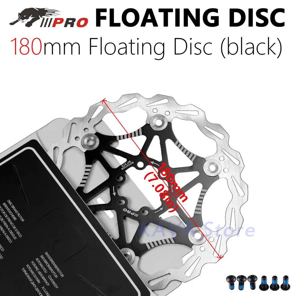 180mm black IIIPRO велосипед дисковый тормоз роторы DH Сверхлегкий плавающий диск тормозные колодки 160 мм 180 мм 203 мм 6/7/8 дюймов для MTB велосипедные запчасти компонент - Цвет: 180mm black