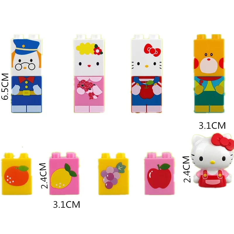 Hello kitty головоломка DIY строительные блоки серии детская модель двойной игрушки