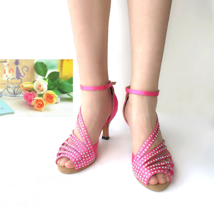 DILEECHI брендовые черные пятнистые алмазные туфли для латиноамериканских танцев