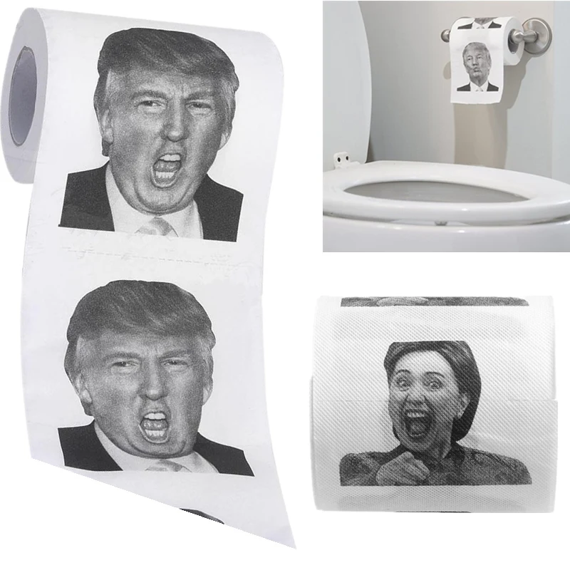 1 Pc Unique Home Toilet Paper Funny President Donald Trump Toilet Paper Roll Prank Joke Gift Christmas Decor for Home Kitchen