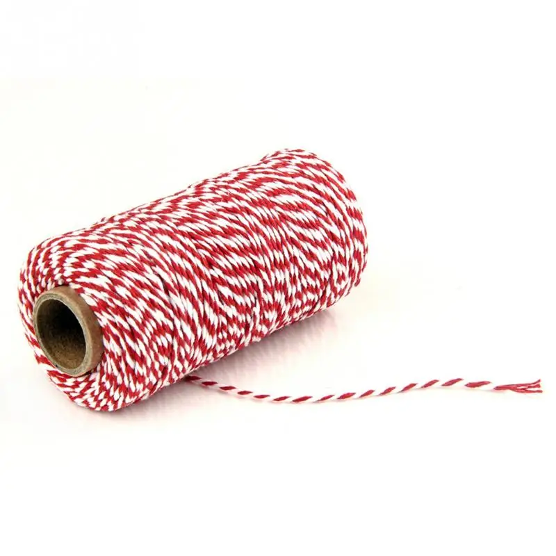 Red White 100 м/рулон хлопковой Струны DIY Подарочная коробка для упаковки веревка для выпечки шпагат шнур деревенский кантри ремесла швейная веревка 15 цветов#20 - Цвет: Red White