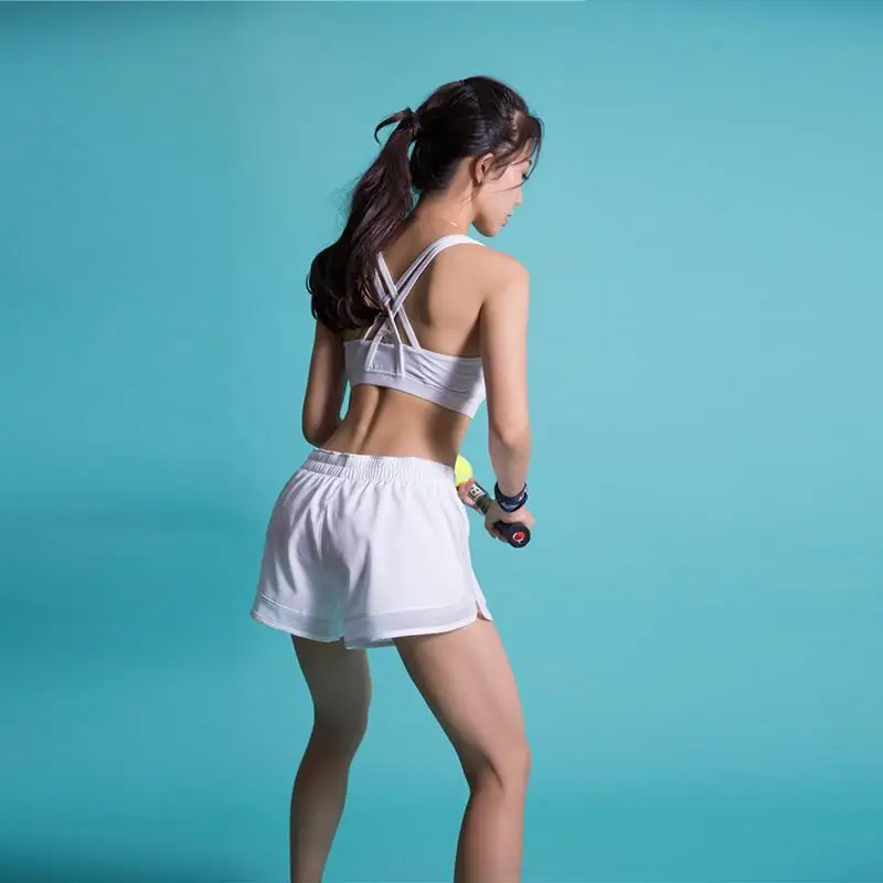 Лето 2017 г. Для женщин Шорты для поддельные два двухслойный Фитнес граффити