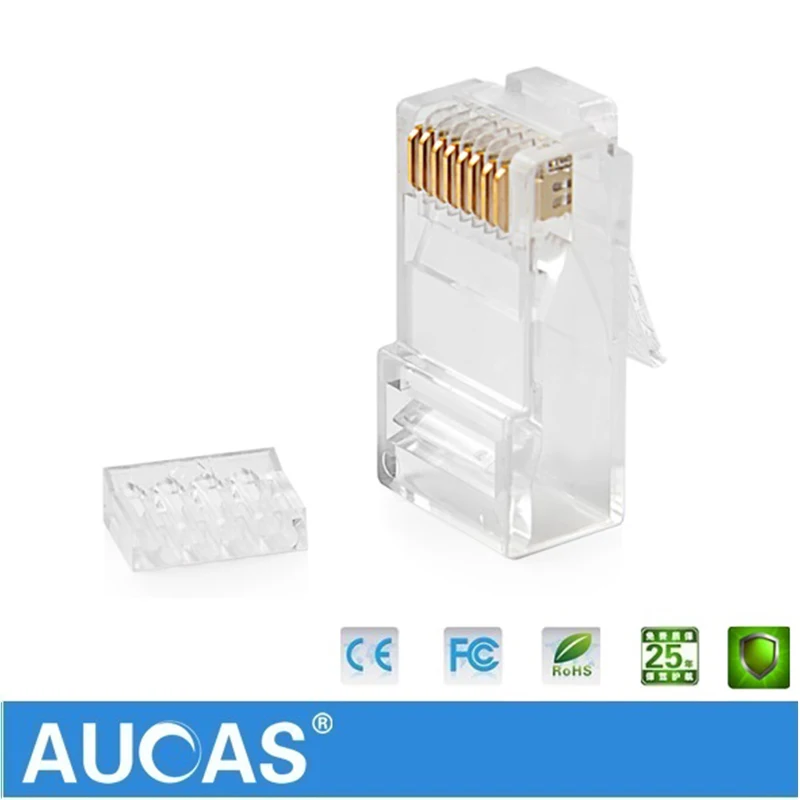 Aucas высокоскоростной 50 шт. Rj45 CAT6 UTP позолоченный штекер 8P8C для подключения компьютерного сетевого кабеля модульный комплект 100% Fluke Бесплатна... (art.: 79afb19bd) - 79afb19bd
