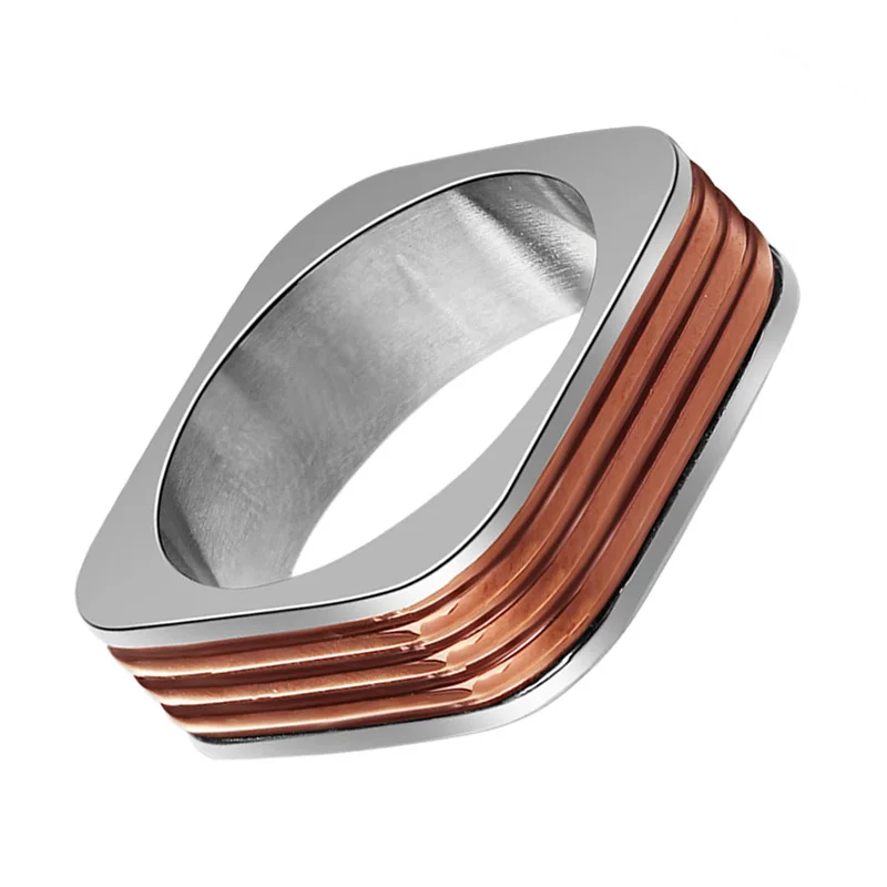 Hardart бренда Simple Стиль квадратный Кольца 316L Нержавеющая сталь группа ювелирной
