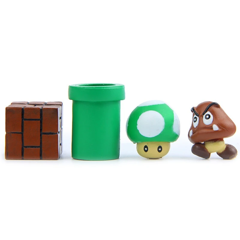 8 шт./лот мини Super Mario Bros Рисунок Марио пуля Гриб черепаха стены и ПВХ фигурку