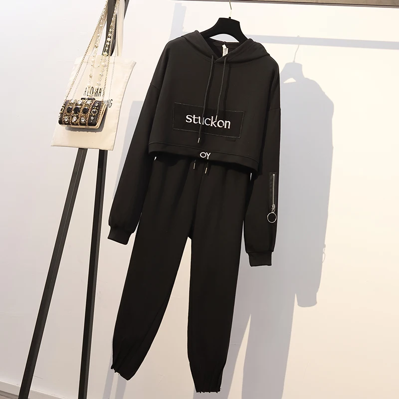 YICIYA черный размера плюс большие 4xl 5xl Женские комплекты из 2 предметов 2020