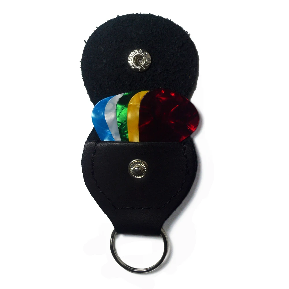 

10pcs Guitar Picks Bag Black Brown Made of PU Leather Keychain Plectrum Holder Cases