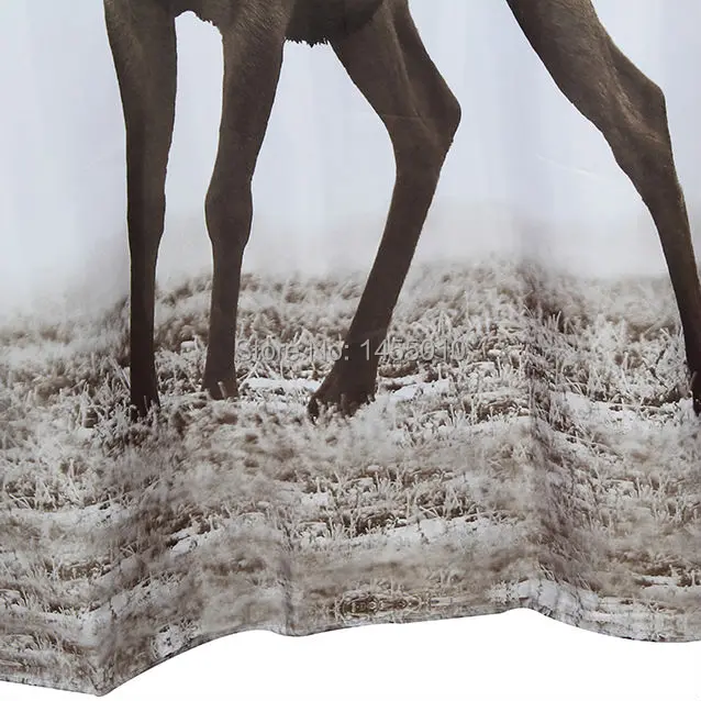 Занавеска для душа Happy Tree из полиэстера с рисунком животных слона оленя