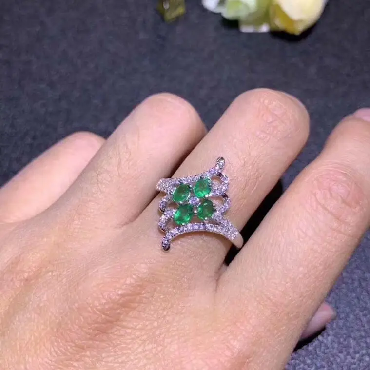 

Кольцо с натуральным изумрудом Бесплатная доставка, 925 пробы серебро 3*4 мм, 4 шт., драгоценные камни, ювелирные изделия