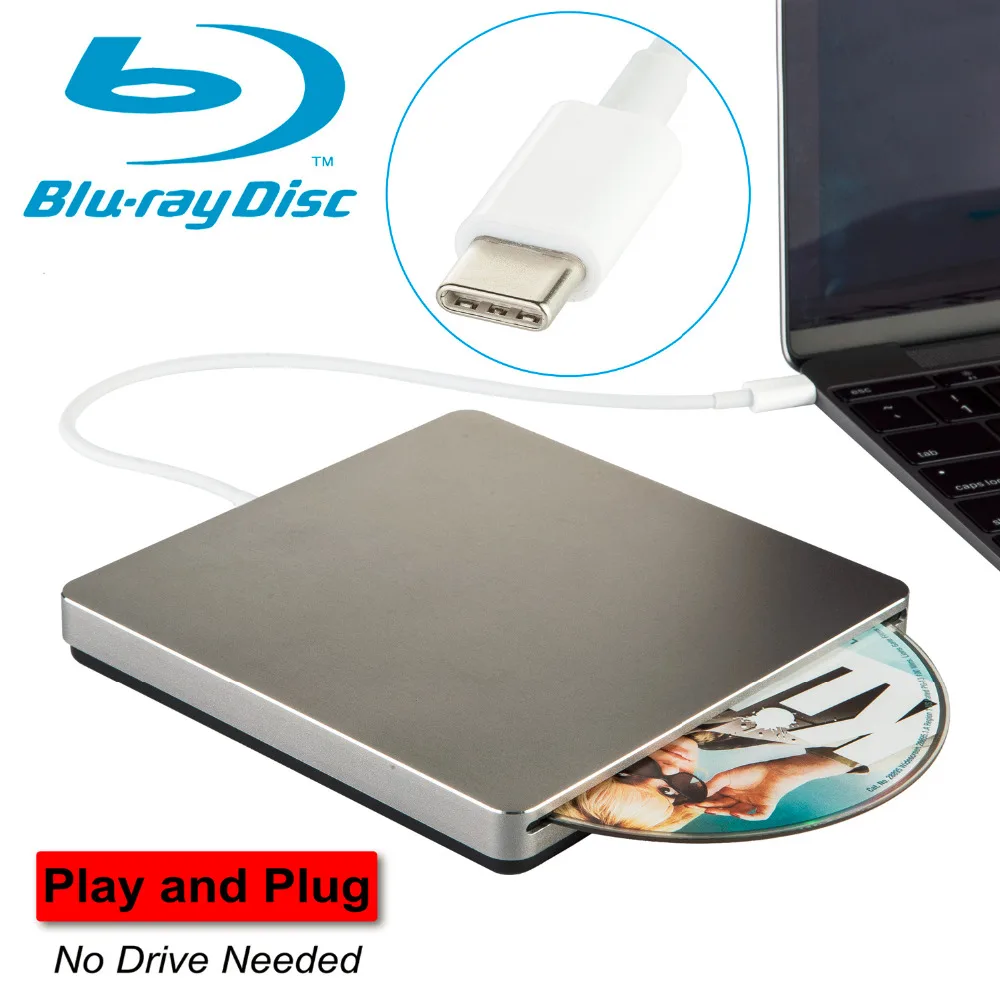 Внешний Blu Ray привод USB C внешний DVD Bluray проигрыватель ридер диск совместим с Mac/MacBook
