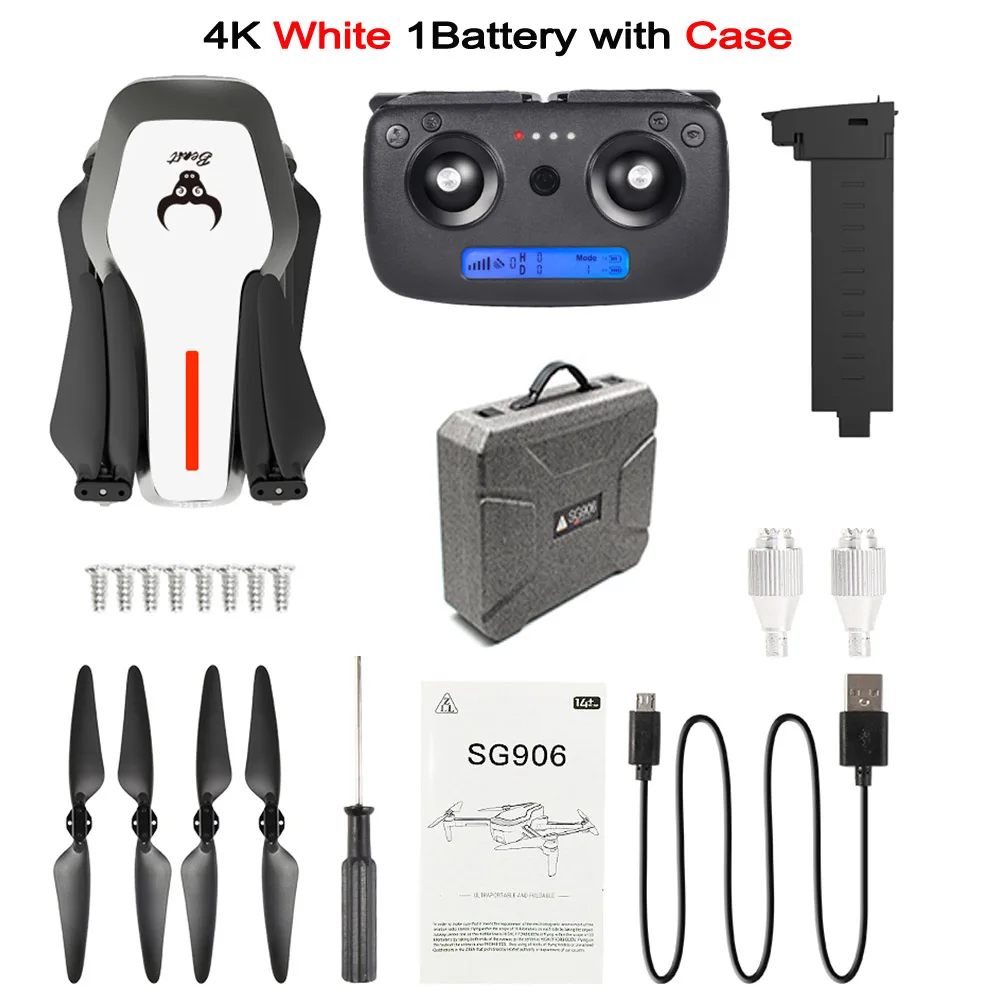 4K 1BAT Case W SG906 Mini Дрон GPS 5G WI-FI FPV Радиоуправляемый Дрон 4 K бесщеточный селфи Дроны с камерой HD Радиоуправляемый квадрокоптер складной Дрон VS зрительно XS809HW - Цвет: 4K 1BAT Case W
