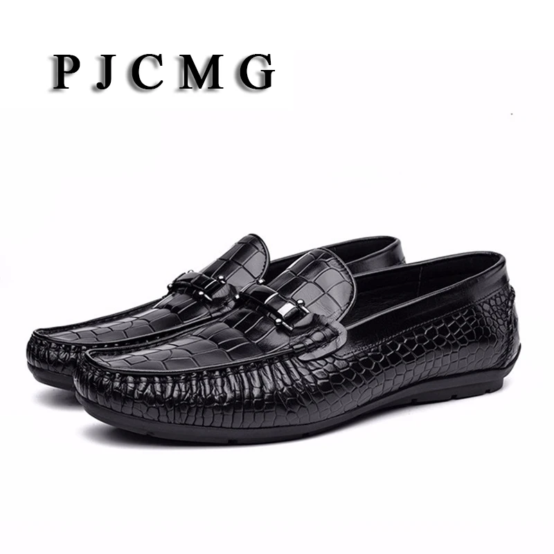 PJCMG Модные мужские черные/красные формальные Повседневные слипоны тисненые