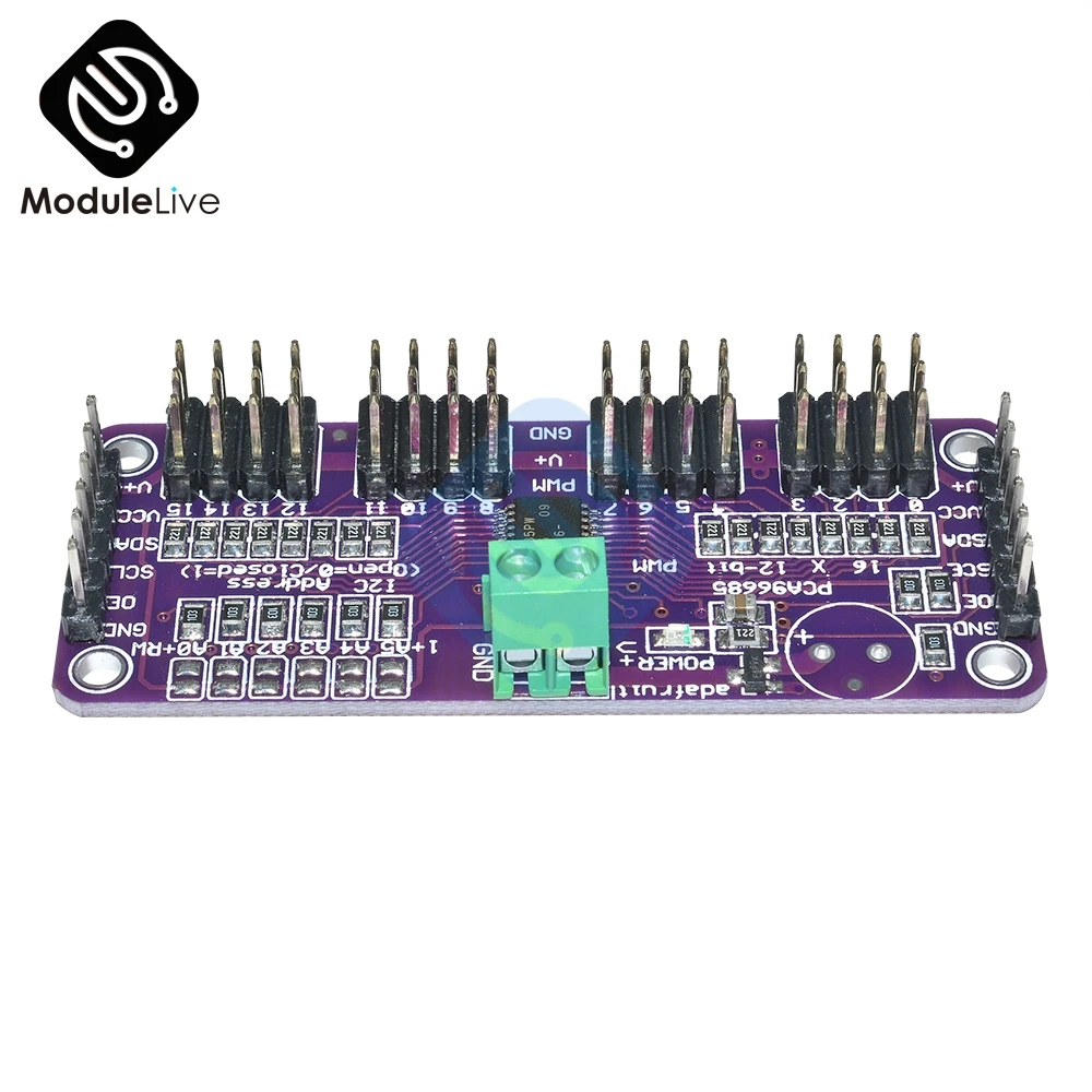 PCA9685 16 канальный 12 битный PWM сервопривод интерфейс I2C IIC 1 6 кГц ШИМ модуль