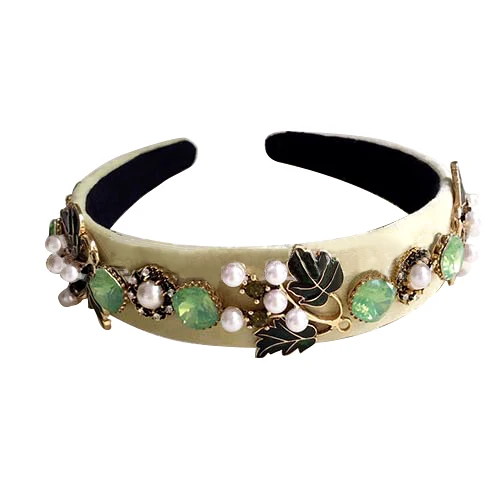 Vintage bridal headdress Gem Beads Women Flower Baroque Hairband Crystal Headband Bridal tocado boda headbands Jewelry|Украшения для