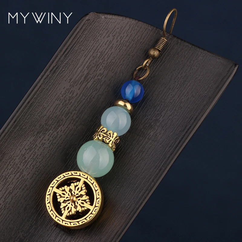 MYWINY nature stones dangle ethnic Nepal earrings vintage fashion court jewelry | Украшения и аксессуары