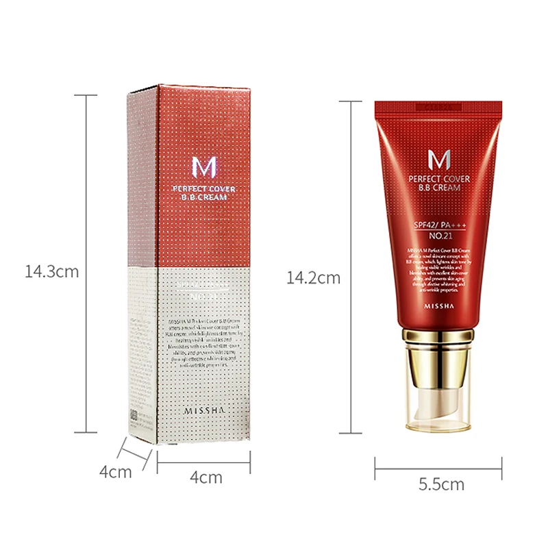 

Korean Cosmetics Missha M Perfect BB Cream #21 (Light Beige) Makeup Base BB Creams - 50ml
