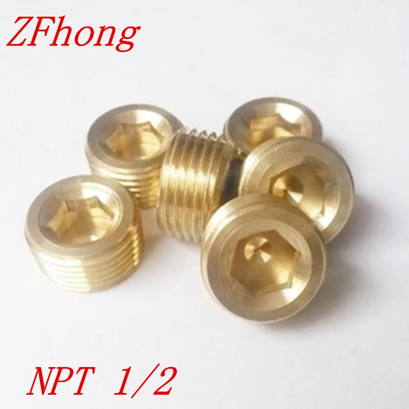 

20pcs/lot NPT 1/2 Hex Socket brass Pipe Plug For Sealing Installing Water Gas Oil Ends Of Pipe/Tube