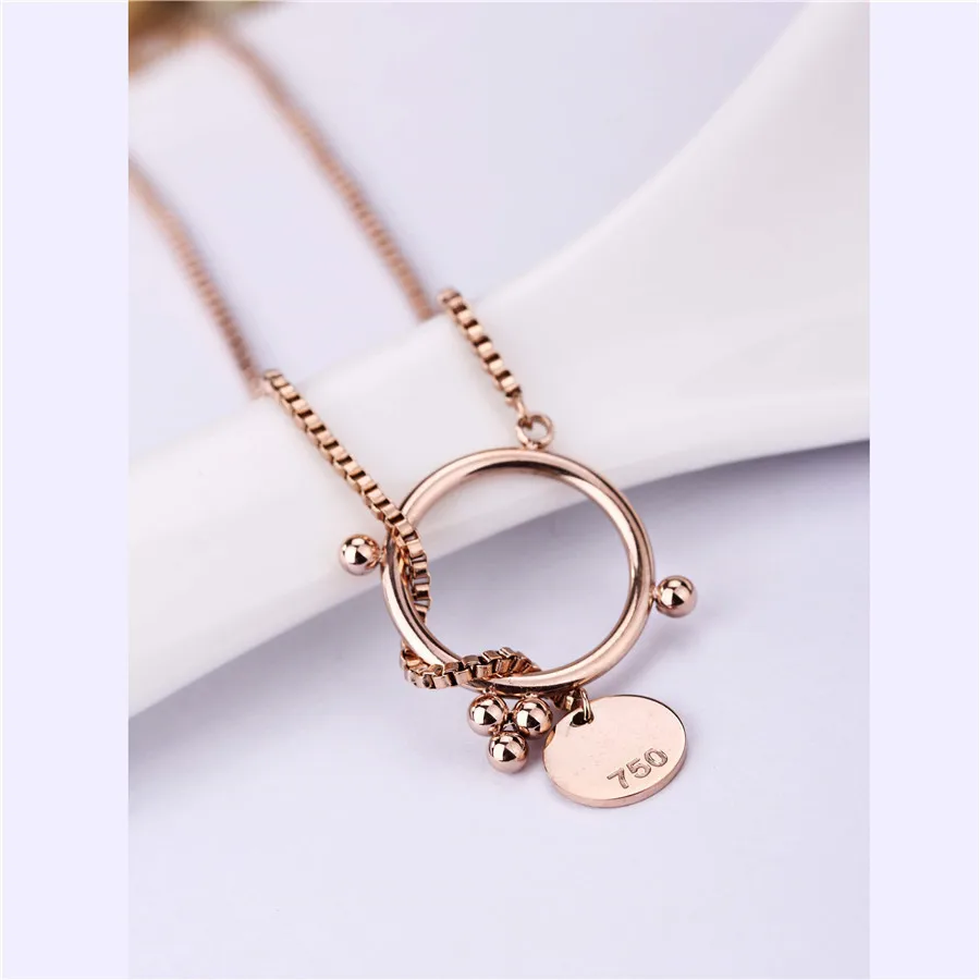 Trendy Adjustable Pendant Necklace Casual Long Stainless Steel Box chain PVD Gold Filled Rose Waterproof Jewelry Wholesale | Украшения и