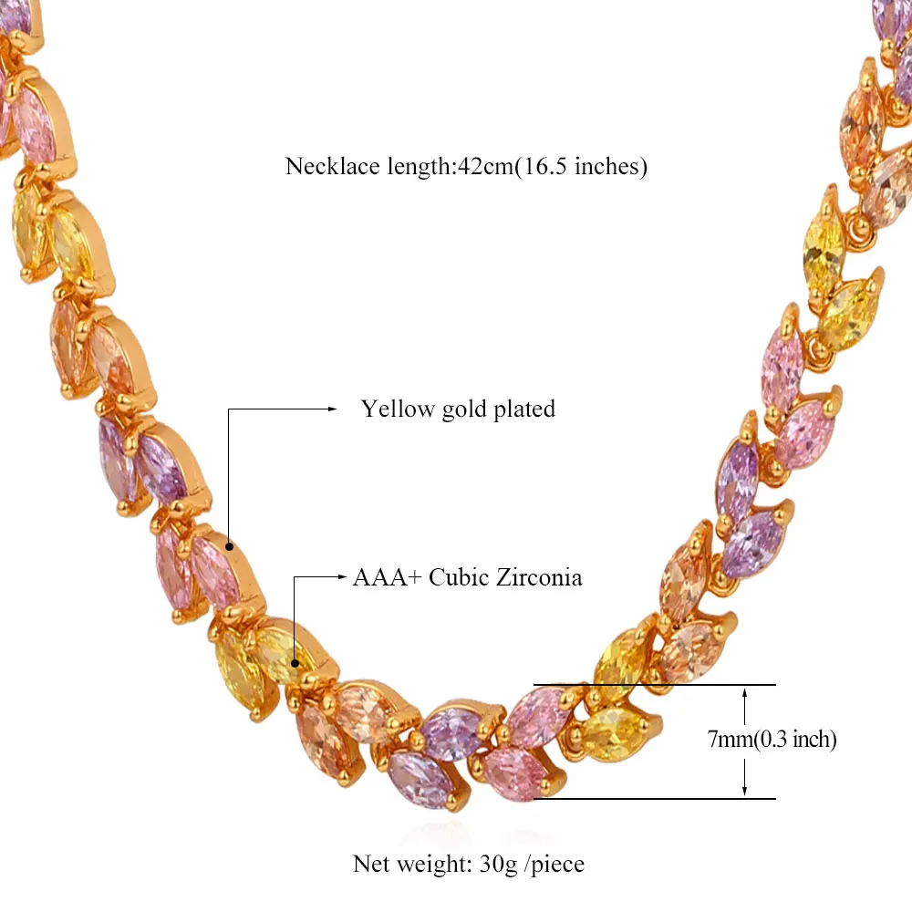 

Collare Fashion Necklaces For Women Gold/Silver Color AAA colorful Cubic Zirconia Necklaces & Pendants Women N128
