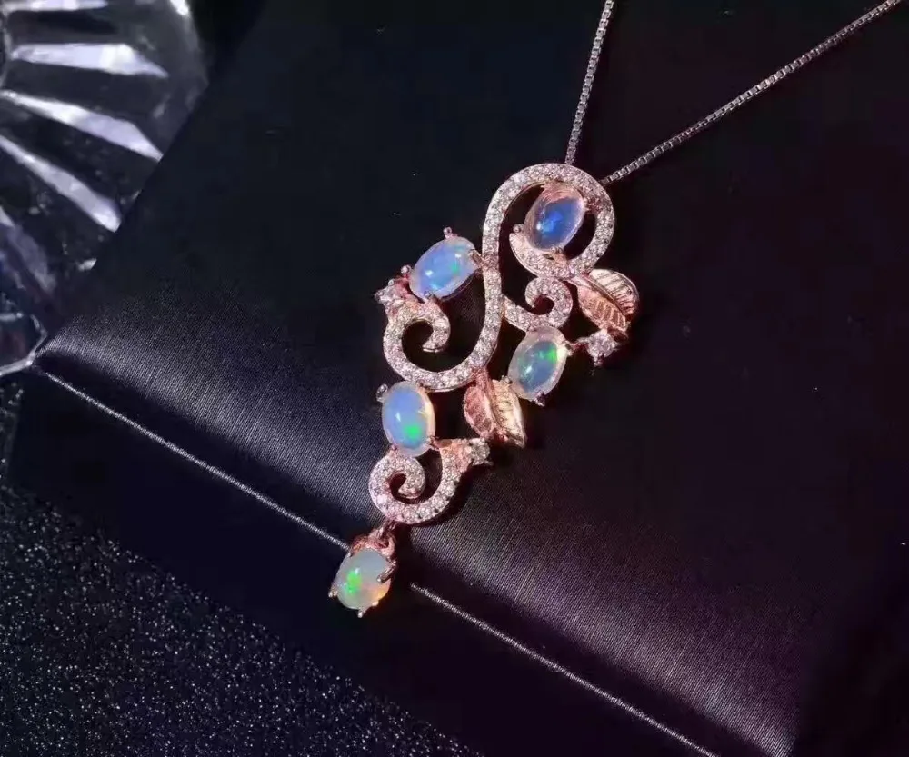 Подвеска из серебра 925 пробы с натуральным разноцветным опалом|jewelry necklace pendants|jewelry
