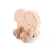 1pc wood teether beech wooden elephant car shape cartoon wood for children grasping teething chewable toddler teethers toys