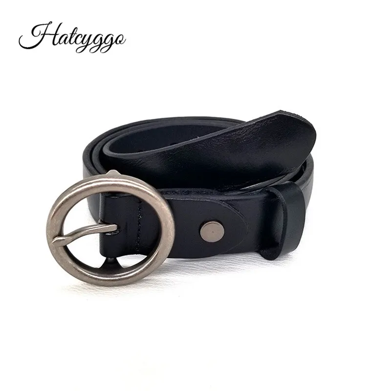 

HATCYGGO Women Genuine Leather Belts Solid Color Thin Skinny Waistband Adjustable Belt Real Leather Waist Belts For Women Jeans